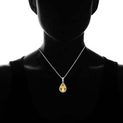 oval citrine drop pendant necklace