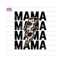 western mom lightning bolt retro distressed png sublimation file cowhide mama iron on design instant download digital pn