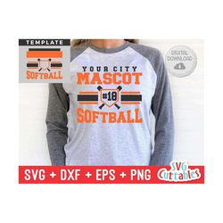 softball svg - softball template - svg - eps - dxf - png - silhouette -  cricut cut file - 0033 - softball team - digita