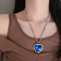 titanic ocean blue cz heart pendant