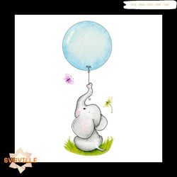 small elephant with blue balloon svg, trending svg, animal svg, cute elephant svg, small elephant svg, balloon svg, blue