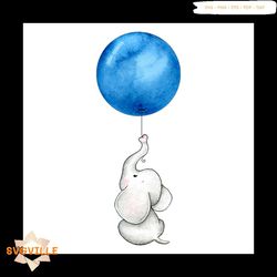 cute baby elephant with navy blue balloon svg, trending svg, animal svg, elephant svg, balloon svg, blue balloon svg, cu