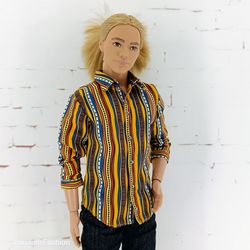 shirt for ken doll and other similar dolls (orange stripes)