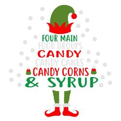 four main food groups elf tree christmas candy svg