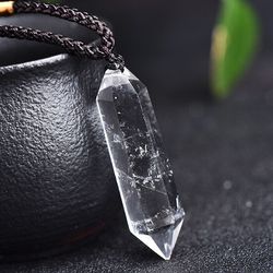 white quartz crystal pendant healing necklace