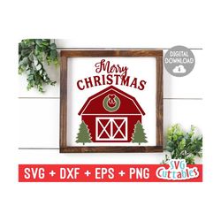 merry christmas barn - christmas svg - holiday - christmas  - cut file - svg - eps - dxf - png - silhouette - cricut fil