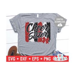 Cheer Sister svg - Cheer Sisters Cut File - Cheer Bow svg - dxf - eps - png - Cheer - Brush Strokes - Silhouette - Cricu