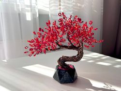 handmade bonsai of beads | wire tree sculpture | desk accessories | exclusive gift idea