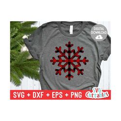 plaid snowflake - christmas svg - winter - cut file - svg - eps - dxf - png - buffalo plaid - silhouette - cricut file -