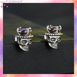 s925 king of skull stud earrings