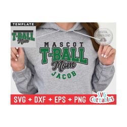 T-Ball svg - T-Ball Mom Template  001 - svg - dxf - eps - png - Cut File - Silhouette -  Cricut - Digital Download