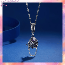 s925 purple heart in spider web dangle charm for charm bracelet