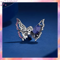s925 skull butterfly stopper charm for charm bracelet