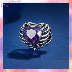 s925 purple skeleton heart charm for charm bracelet