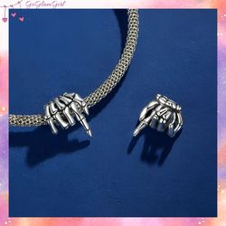 s925 skeleton hand charm for charm bracelet