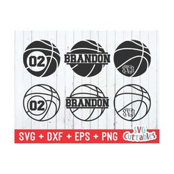 basketball monogram frames svg - basketball cut file - svg - dxf - eps - png - cricut - split basketball - silhouette -