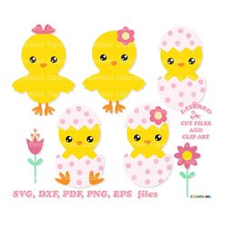 instant download. cute easter chicks girl cut files and clip art. commercial license is included! c_22.