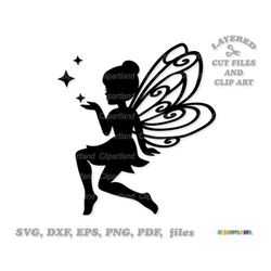instant download. pretty fairy silhouette svg cut file and clip art. personal and commercial use. f_10.