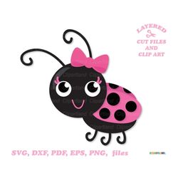 instant download. cute girly ladybug svg cut file and clip art. personal and commercial use. l_1.