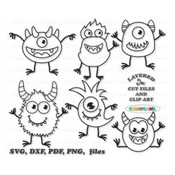INSTANT Download. Cute stick figure monster svg cut file and clip art. Commercial license is included ! Sm_6.