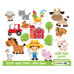INSTANT Download.  Farm animals clip art. CF_67_farm. Personal and commercial use.