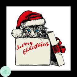 christmas kitten santa stocking hat svg, christmas svg, christmas cat svg, cat wearing santa hat svg, christmas gift svg