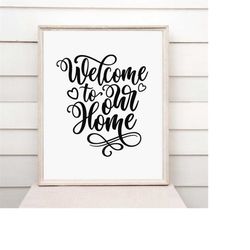 welcome to our home svg png eps png cut files, welcome svg, farmhouse cut files, home decor svg, cricut silhouette