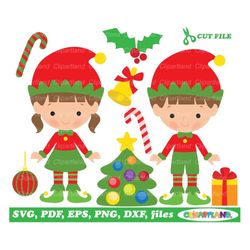 INSTANT Download. Personal and commercial use is included! Cute Christmas elf cut files and clip art. Ce_26.