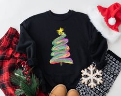 christmas watercolor sweatshirt, christmas sweater, christmas crewneck, christmas tree sweatshirt, holiday sweaters, win