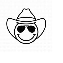 cowboy smiley svg, png, eps, pdf files, cowboy smiley face, cowboy smiley hat, howdy yall svg, cowboy hat smiley face