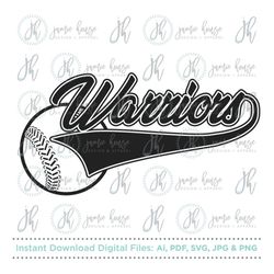 warriors baseball stitches, warriors softball svg cut file ( baseball, softball, baseball stitches, softball stitches, b