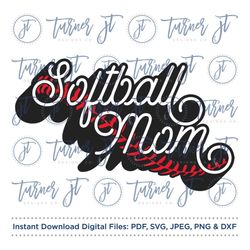 softball mom svg cut file (baseball mom, softball mom, baseball stitches, softball stitches, sports, vintage, script)