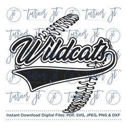 wildcats baseball, wildcats softball svg cut file (baseball stitches, softball stitches, vintage baseball, vintage softb