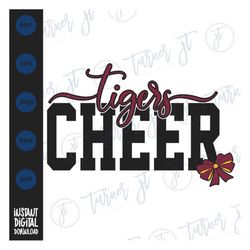 tigers cheer svg file (tigers cheerleader, cheerleading, squad, basketball, football, team, team spirit, tigers logo)