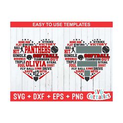 softball svg, softball cut file, softball subway art svg, softball heart, softball template, silhouette, cricut cut file