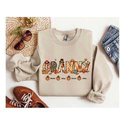 Thanksgiving Sweatshirt, Personalized Granny Sweatshirt, Thanksgiving Granny Shirt, Custom Name Thanksgiving Shirt, Than