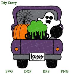 boo truck svg, spooky halloween svg, halloween truck svg