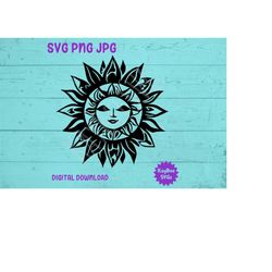 Boho Sun SVG PNG JPG Clipart Digital Cut File Download for Cricut Silhouette Sublimation Printable Art - Personal Use On