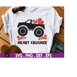 heart crusher boy happy valentine's day svg, truck driver, trucker, couple svg, heart svg, lover svg, monster truck svg,