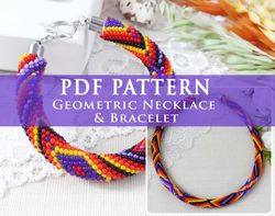 digital pdf pattern for purple geometric seed bead crochet bracelet, jewelry making diy pattern, crafter gift for adult