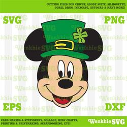 st. patrick's day mickey mouse hat cutting file printable, svg file for cricut