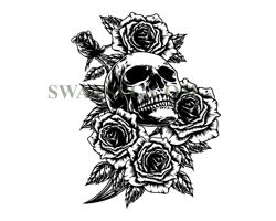 skull with rose svg, skull and roses svg, skull svg, skull and roses clipart, skull vector, skull cricut, skull cut file