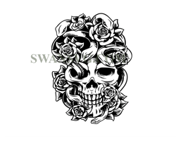 floral snake skull svg, skull snake svg, skull svg, snake svg, flower skull svg, skull clipart, skeleton svg, skull