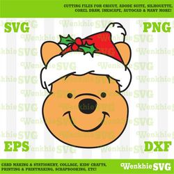 winnie the pooh santa hat cutting file printable, svg file for cricut