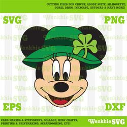 st. patrick's day minnie mouse hat cutting file printable, svg file for cricut