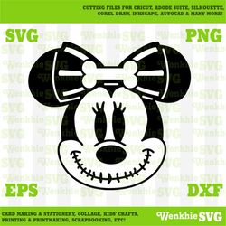 minnie bw halloween cutting file printable, svg file for cricut