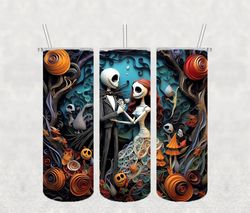jack and sally halloween png,3d tumbler wrap, straight tumbler png design 20oz/ 30oz tumbler png file instant download
