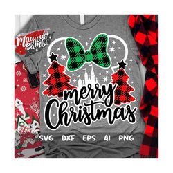 merry christmas svg, trees mouse svg, plaid mouse svg, christmas mouse svg, christmas trip svg, mouse ears svg, dxf, png