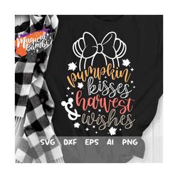 pumpkin kisses harvest wishes svg, mouse pumpkin svg, mouse ears svg, thankful grateful svg, fall svg, thanksgiving svg,