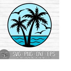 palm trees - instant digital download - svg, png, dxf, and eps files included! ocean, tropical, birds